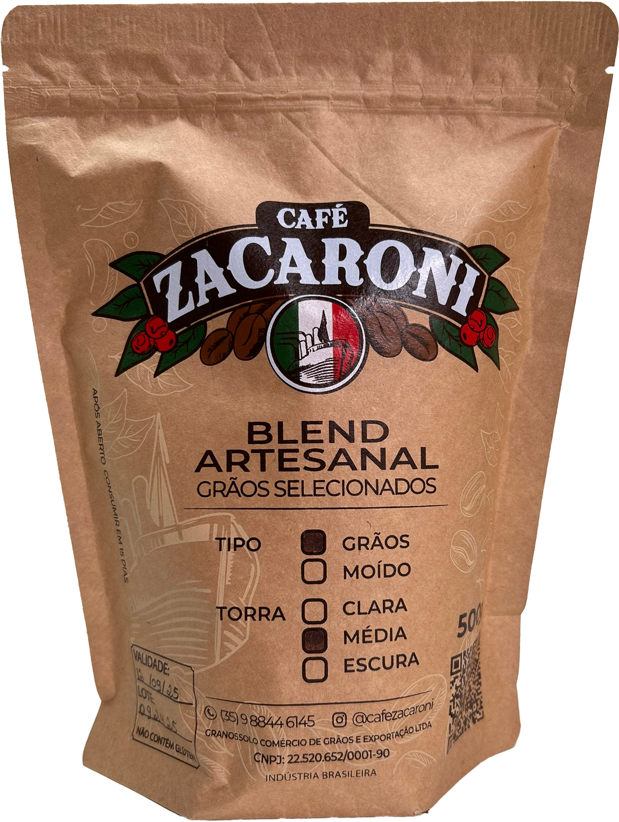 Café Zacaroni em Grãos – Torra Média | 500g